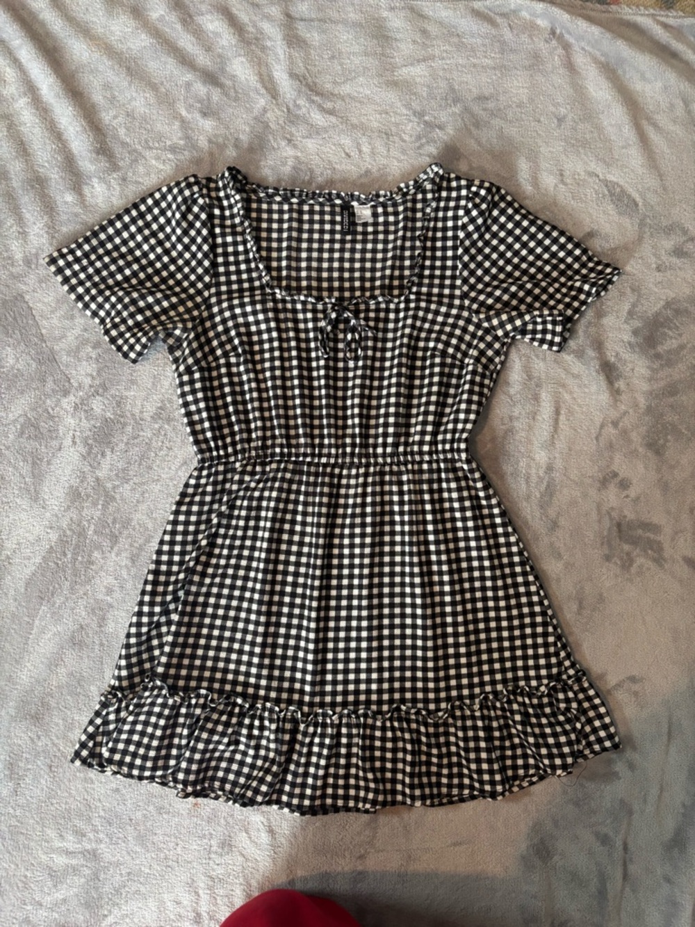 H&M Black and White Gingham Tie-Front Dress